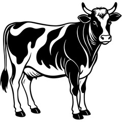 Cow animal silhouette. Cow silhouette isolated on white background. Cow vector illustration.