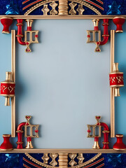 Festive Hanukkah Border Frame Design with Menorah and Dreidel Symbols - Modern Copy Space for Promotions