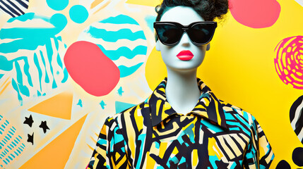 Fashion dummy 90s party print