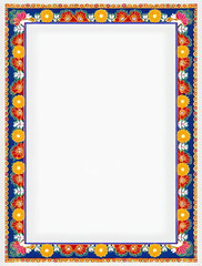 Elegant Flat Rangoli and Floral Border Frame with Ample Copy Space for Personalized Text - Vibrant Vector Design for Cultural and Festive Occasions