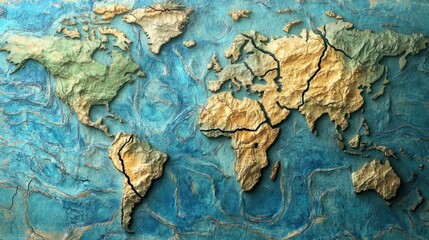 Naklejka premium Diagram of Earth's continents drifting apart due to tectonic plate movement over time
