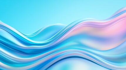 Abstract wavy background with blue, pink, and white hues.