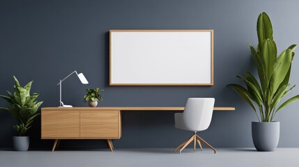 Modern Study Space with Sleek Desk and Wall-Mounted Shelf.