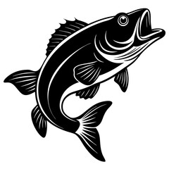 Red snapper isolated vector illustration. Fishing logo of red snapper. Fishing emlem for company or sport club. Marine theme background.