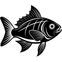 Red snapper isolated vector illustration. Fishing logo of red snapper. Fishing emlem for company or sport club. Marine theme background.
