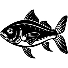 Red snapper isolated vector illustration. Fishing logo of red snapper. Fishing emlem for company or sport club. Marine theme background.