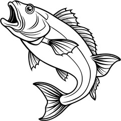 Red snapper isolated vector illustration. Fishing logo of red snapper. Fishing emlem for company or sport club. Marine theme background.