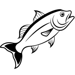 Red snapper isolated vector illustration. Fishing logo of red snapper. Fishing emlem for company or sport club. Marine theme background.