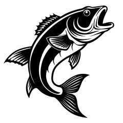Red snapper isolated vector illustration. Fishing logo of red snapper. Fishing emlem for company or sport club. Marine theme background.
