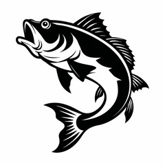 Red snapper isolated vector illustration. Fishing logo of red snapper. Fishing emlem for company or sport club. Marine theme background.