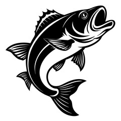 Red snapper isolated vector illustration. Fishing logo of red snapper. Fishing emlem for company or sport club. Marine theme background.