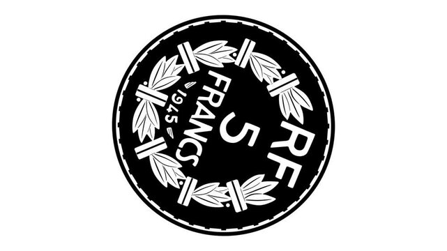5 francs coin animation rotation vector design handmade silhouette 4k video.