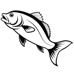 Red snapper isolated vector illustration. Fishing logo of red snapper. Fishing emlem for company or sport club. Marine theme background.