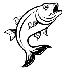 Red snapper isolated vector illustration. Fishing logo of red snapper. Fishing emlem for company or sport club. Marine theme background.