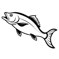 Red snapper isolated vector illustration. Fishing logo of red snapper. Fishing emlem for company or sport club. Marine theme background.