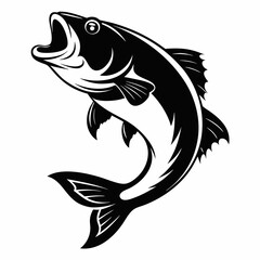 Red snapper isolated vector illustration. Fishing logo of red snapper. Fishing emlem for company or sport club. Marine theme background.