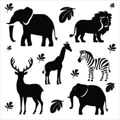 animals silhouette vector illustration set, animal vector, animal sheet, all types of animal vector.