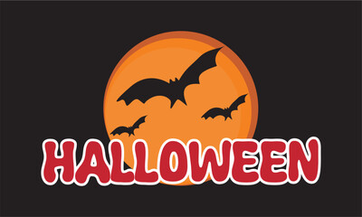 halloween with simple moon and bat design