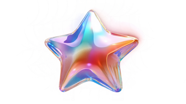 Chrome liquid metal Christmas PNG isolated star. 3D render modern design. Holographic futuristic festive icon. Y2K, brutalism retro futurism Xmas banner concept.