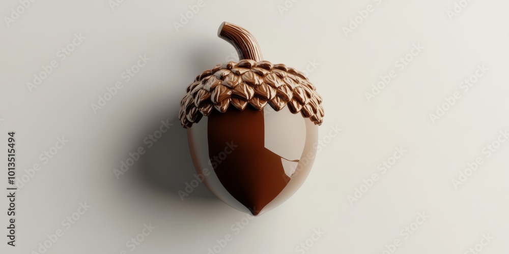 Poster a charming 3d acorn icon with a shiny, brown exterior and subtle shadow effects, emphasizing a conne