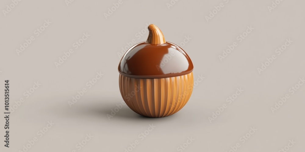 Poster a charming 3d acorn icon with a shiny, brown exterior and subtle shadow effects, emphasizing a conne