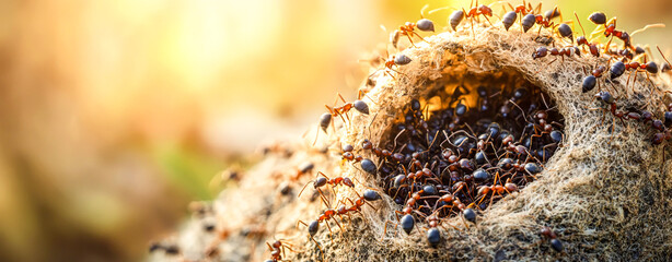 Ant Colony Building Nest in Nature