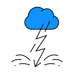 lightning fear line icon vector. lightning fear sign. isolated symbol illustration