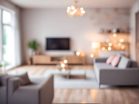 blur image of modern living room interior