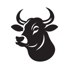 Cow Head Logo Icon Symbol Silhouette Vector Clip Art Isolated on White Background