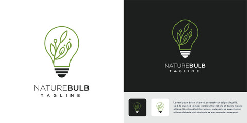 Natural light bulb vector logo. Natural energy logo icon.