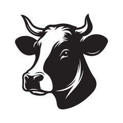Cow Head Logo Icon Symbol Silhouette Vector Clip Art Isolated on White Background