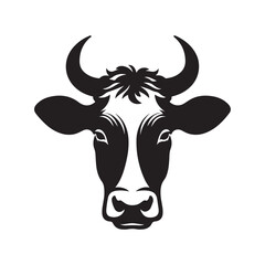 Cow Head Logo Icon Symbol Silhouette Vector Clip Art Isolated on White Background