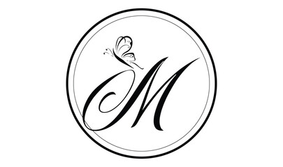 letter   M logo design with butterfly illustration logo concept