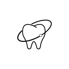 Protected Tooth Icon. Dental care. Dentistry. Customizable thin line illustration. editable stroke.