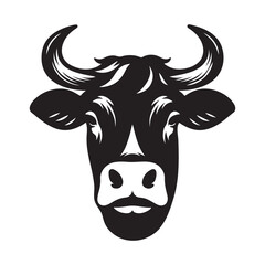 Cow Head Logo Icon Symbol Silhouette Vector Clip Art Isolated on White Background