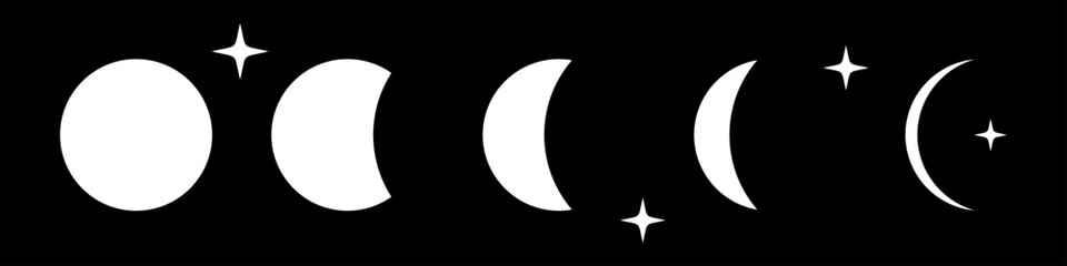  moon shape vector designs, editable moon icons, symbols, illustrations