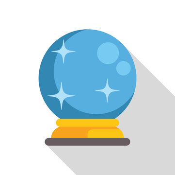 recommend clip art: Blue crystal ball is shining on a golden stand, suggesting magic and fortune telling