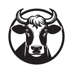 Cow Head Logo Icon Symbol Silhouette Vector Clip Art Isolated on White Background
