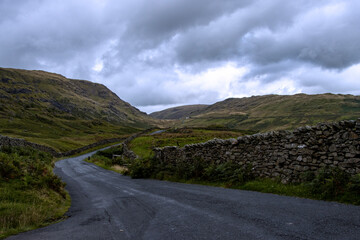 Kirkstone Pass - Cumbria.  Dramatic and stormy skies across a high Lake District pass.  Dramatic weather over a Rocky Mountain landscape.