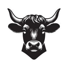 Cow Head Logo Icon Symbol Silhouette Vector Clip Art Isolated on White Background