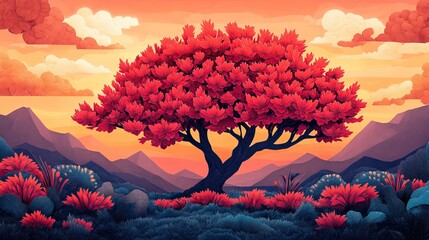 Erythrina coral tree in full bloom Coral tree in full bloom