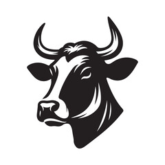 Cow Head Logo Icon Symbol Silhouette Vector Clip Art Isolated on White Background