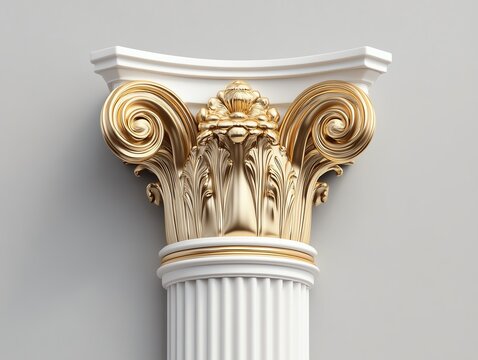 recommend clip art: Ornate architectural column with intricate carvings and golden details, showcasing classical design elements and elegance.