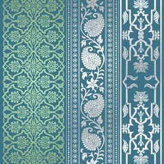 wedding card design, traditional paisley floral pattern , royal India	