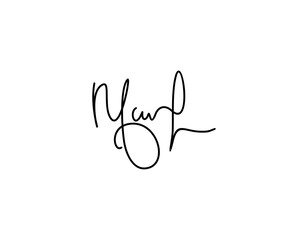M hand-drawn signature logo design template