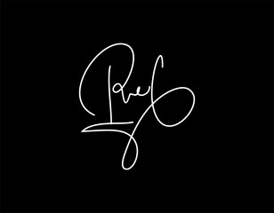 R hand-drawn signature logo design template