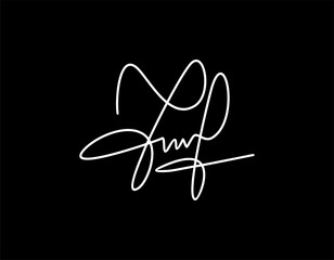 T Signature initial logo template vector