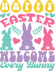 Easter day special typography retro wavy groovy t-shirt design