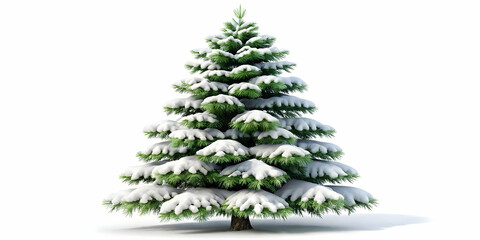Fototapeta premium 3D Snow Covered Pine Tree Icon - Minimalistic Vector Design Isolated on White for Winter Infographics & Seasonal Ecommerce Promotions