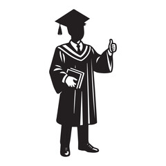 Graduation Silhouette Design - Graduate Vector illustration in black and white
